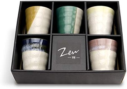 Hinomaru Koleksiyonu Otantik Japon Minoyaki Porselen çay fincanları 5 Set Geleneksel Toprak Sırlı Dekoratif Suşi Çay