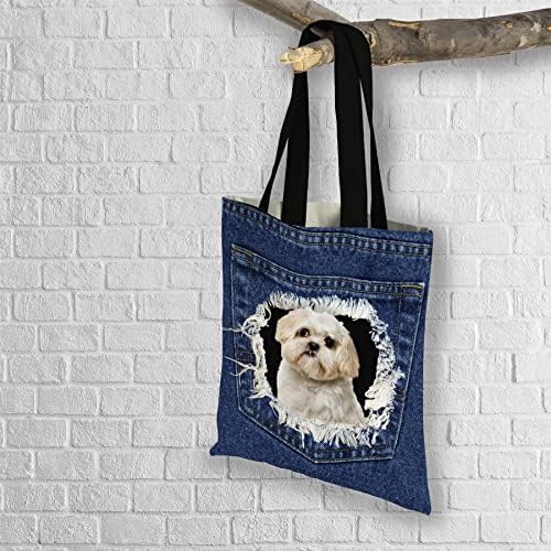 Patlama Düzenli Giyim Shih Tzu Hediyeler için Köpek Severler Sahipleri-kol çantası Çanta Kadınlar için-Yeniden kullanılabilir