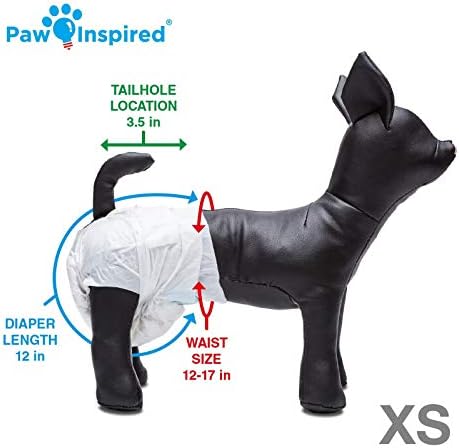 Paw Inspired 32ct Tek Kullanımlık Dişi Köpek Bezi ve 36ct Tek Kullanımlık Erkek Köpek Sargıları, Isıda Dişi Köpek
