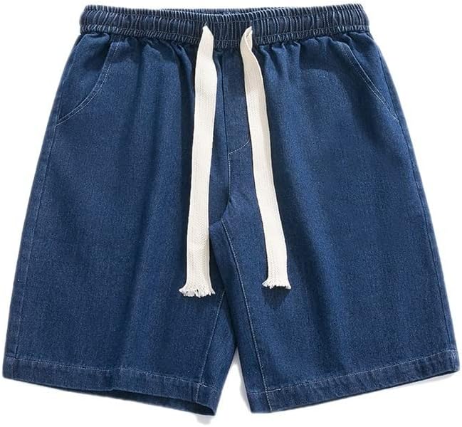 BBSJ Yaz İnce Kot Şort Slim Fit Kore Tarzı Şort Rahat Şort Gençlik Pantolon Şort (Renk: Mavi, Boyut: 5X-Large)