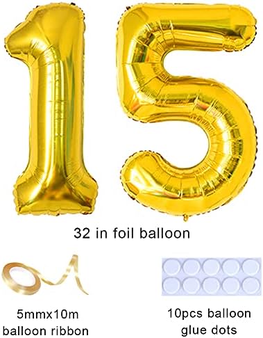 Yıjunmca Altın 15 Numarası Balonlar Dev Jumbo Numarası 15 32 Helyum Balon Asılı Balon Folyo Mylar Balonlar için Erkek