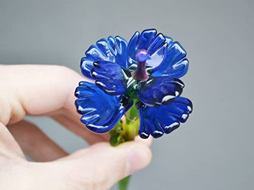 El işi Mavi Cam Çiçek Heykelcik Koleksiyon Dekoratif Masa Üstü çiçek dekorasyonu Vazo için