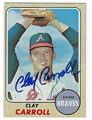 İmzalı Clay Carroll 1968 Topps Kartı-Beyzbol Slabbed İmzalı Kartlar