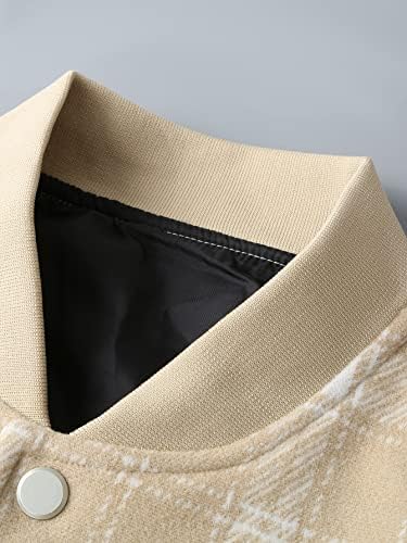 Xınbalove Ceketler Erkekler için Erkekler Ekose Snap Düğmesi Palto Hoodie Olmadan (Renk : Bej, Boyutu : Büyük)