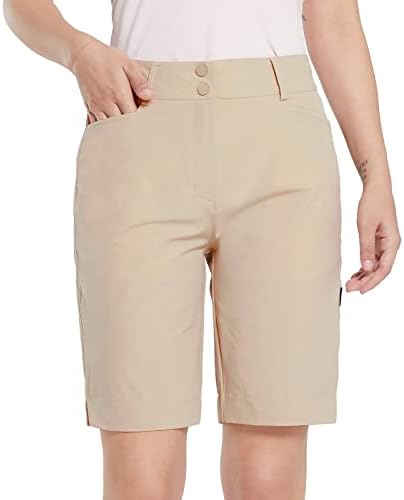 BALEAF kadın Golf Şort 9 Bermuda Uzun Kısa Diz Boyu Streç Cepler ile Golf Giyim Bayanlar için