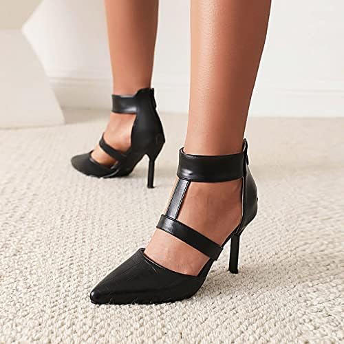 Kadınlar İçin ayakkabı Geri Zip Ayak Bileği Kayışı Rahat Sandalet Bayanlar Süper Yüksek Topuk Sivri Burun Stilettos