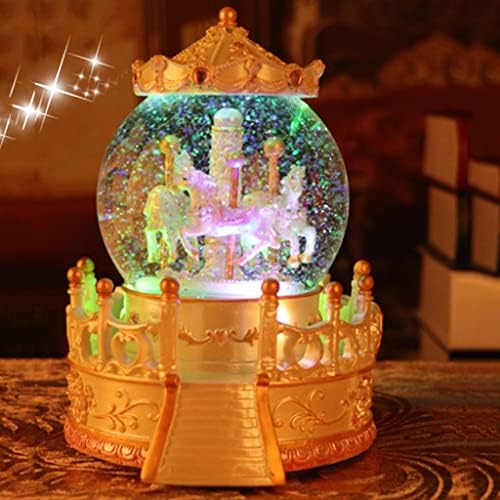 DLVKHKL Atlıkarınca Kristal Top Müzik Kutusu Süslemeleri Fantezi Yüzen Kar Oktav Kutusu Kız doğum günü hediyesi Noel
