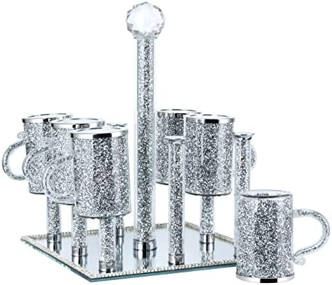 sugarchef Kristaller Şeffaf cam kahve kupaları 6 Set Kahve İstasyonu Organizatör Ezilmiş Elmas Ev Dekorasyon Tezgahı