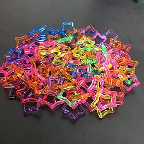 Gücü Rüya Yıldız Şekli Şeffaf Renk Zincir Linkler Plastik Neon Oyuncak Papağan Kuş Çocuk DIY 100 adet