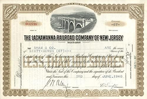 Lackawanna Demiryolu A. Ş. Jersey-Stok Sertifikası