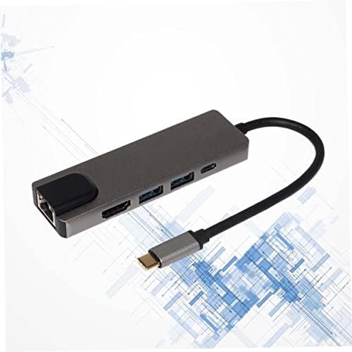 SOLUSTRE 5 1 Şarj Gigabit Portu ile Uyumlu chromebook Multiport C Hub Tipi USB Adaptörü Ethernet ile Siyah Tip-c K