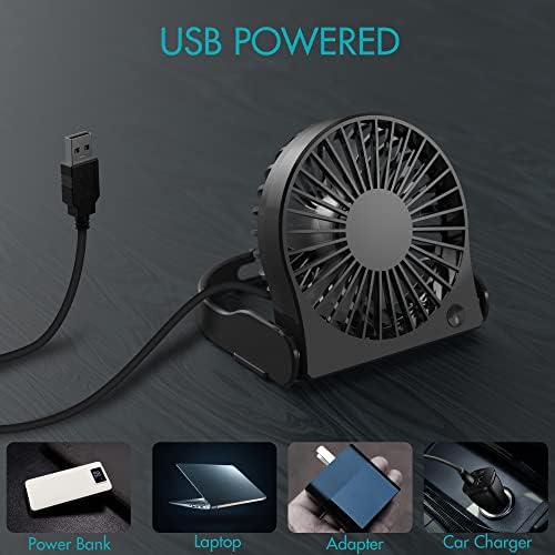 COMLİFE Küçük USB masa fanı, Katlanabilir ve Güçlü, Sessiz Mini masa fanı Ev Ofis Seyahat için, Siyah