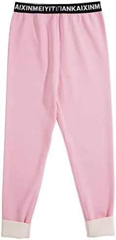 Fldy Çocuk Kız Erkek termal iç çamaşır Alt Polar Astarlı Tayt Paçalı Don Pantolon Sıkıştırma Pantolon Pembe 15-16