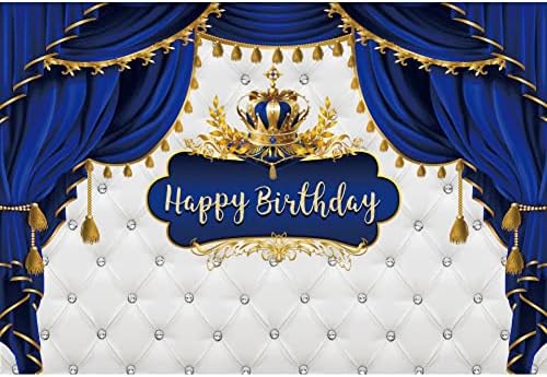OERJU 5x3ft Kraliyet Prens Doğum Günü Zemin Kraliyet Mavi ve Altın Küçük Prens Taç Perde Fotoğraf Arka Plan Çocuk