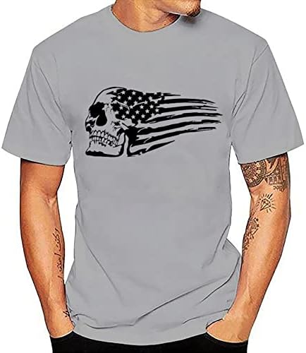 Erkek Sıkıştırma Soğuk Dişli erkek Bağımsızlık Günü Bayrağı Baskı İki Dikişli İlkbahar / Yaz Eğlence Spor T Shirt