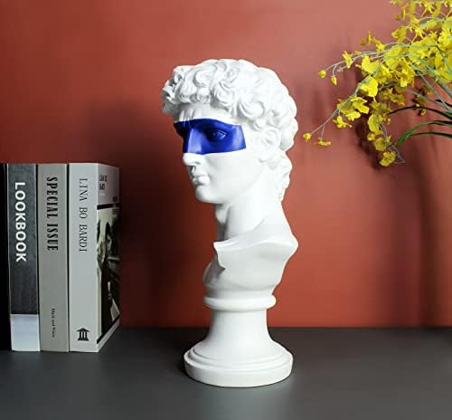 Acrodi 15.4 İnç Yunan Beyaz Maske David Adam Heykeli Klasik Reçine Roma Heykel Alçı Heykeli Heykelcik El Sanatları