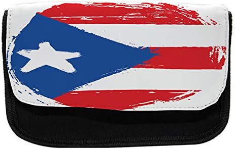 Lunarable Porto Riko Kalem Kutusu, Bayrak Yıpranmış Tasarım, Kumaş Kalem Kalem Çantası Çift Fermuarlı, 8.5 x 5.5,