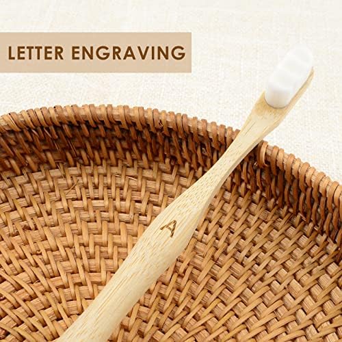 Lınkıdea Kişiselleştirilmiş Bambu Diş Fırçaları ile Kazınmış Mektup' A', Mikro Nano Yumuşak Kıllar Diş Fırçası, Çevre