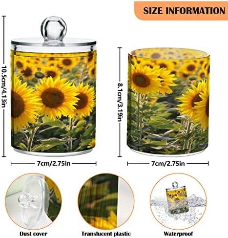 ALAZA Sarı Ayçiçeği Şık Çiçek 2 Paket Qtip Tutucu Dağıtıcı 14 Oz Şeffaf Plastik Eczacı Kavanoz Kapları Kavanozlar
