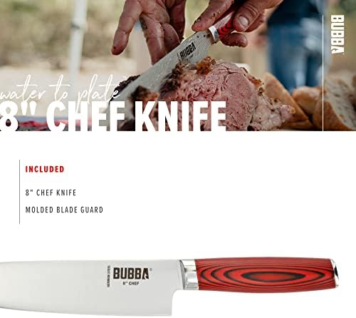 BUBBA Mutfak Serisi 8 şef bıçağı, tüm mutfak ihtiyaçlarınız için birinci sınıf bir Alman Çelik Bıçağı ile Doğrama,