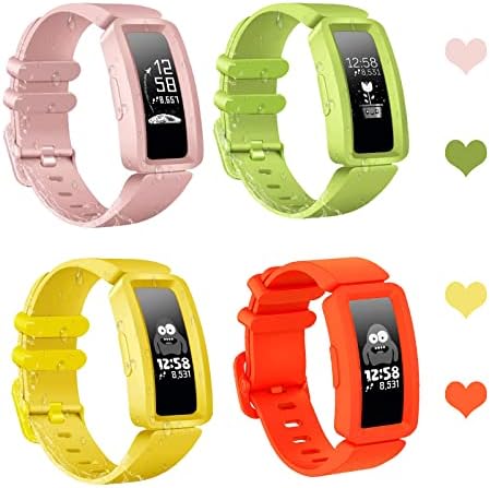 Çocuklar için Fitbit Ace 2 Bantları ile uyumlu 4 paket Bant, Kızlar erkekler için Yedek Bantlar ACE 2 Smartwatch Bantları,