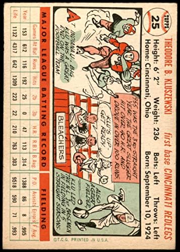 1956 Topps 25 Ted Kluszewski Cincinnati Kırmızıları (Beyzbol Kartı) VG+ Kırmızılar