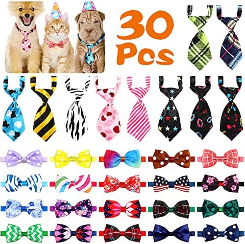 30 Adet Ayarlanabilir Köpek Bağları Kedi Papyonları Evcil Hayvan Kostümü için Boyun Bağları Kravat Köpek Papyonları