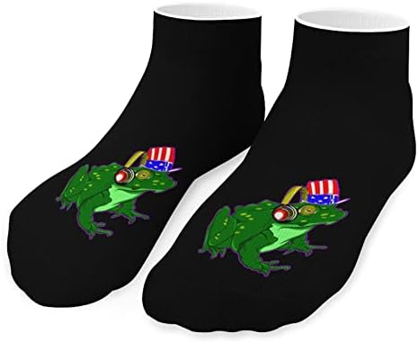 Komik Kurbağa Müzik dinleme Komik Koşu Ayak Bileği Çorap Atletik No-Show Çorap Yastıklı Erkekler Kadınlar için