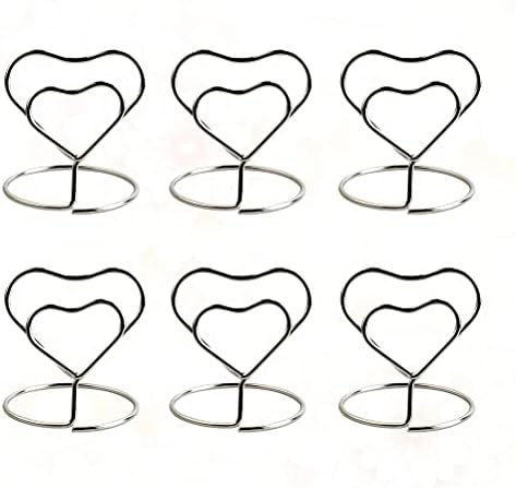 DOITOOL 20 adet Kalp Şekli Yer kart tutucu Güzel Tel Masa Numarası Tutucular Restoran Düğün Ziyafet (Gümüş)