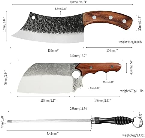 Aile kovası kasap bıçağı Seti El Dövme şef bıçağı Kemiksi saplı Bıçak Kılıflı Yüksek Karbonlu Çelik Oyma Bıçağı Balık