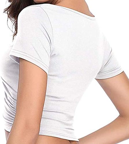 Nyybw Kadın TopSolid Renk Kısa SleeveBeach Blusa Feminina (Beyaz, M)
