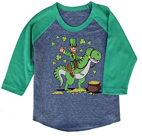 Aziz patrick Günü Dinozor Leprikon Çocuklar ve Gençlik T-Shirt veya 3/4 Kollu Raglan beyzbol tişörtü Erkek veya Kız