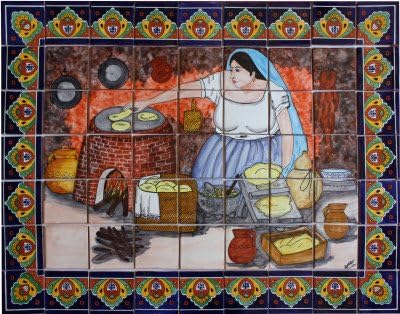 Güzel el sanatları tortilla üreticisi ithal ediyor. Kil Talavera Çini Duvar Resmi