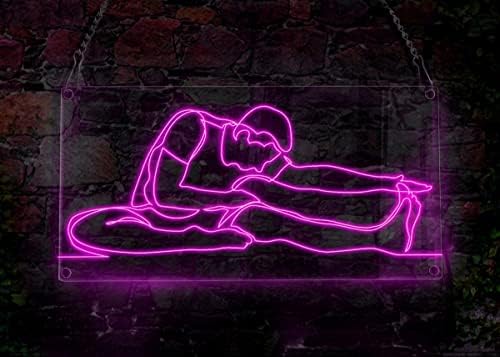 Ancfun adam germe onun bacak Yoga egzersiz adam germe onun bacak Yoga, spor tema el yapımı EL tel Neon ışık burcu,