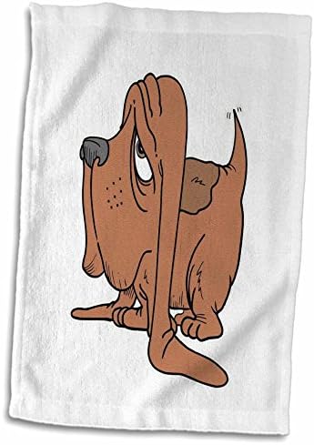 3D Gül Sevimli ve Sevimli Köpek Karikatür Basset Hound Havlu, 15 x 22