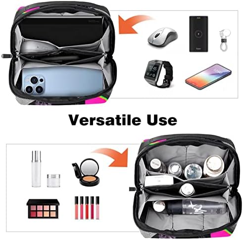 Taşıma çantası Seyahat kılıf çanta USB kablo düzenleyici Cep Aksesuar Fermuar Cüzdan, Kafatası Trippy Psyche Hippi