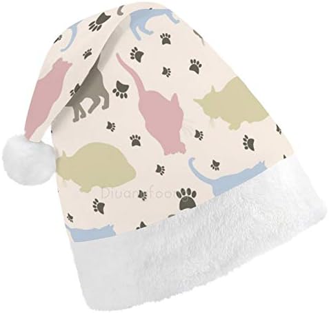 Noel Santa Şapka, Kedi Pençe Baskı Noel Tatil Şapka Yetişkinler için, Unisex Konfor noel şapkaları için Yeni Yıl Şenlikli