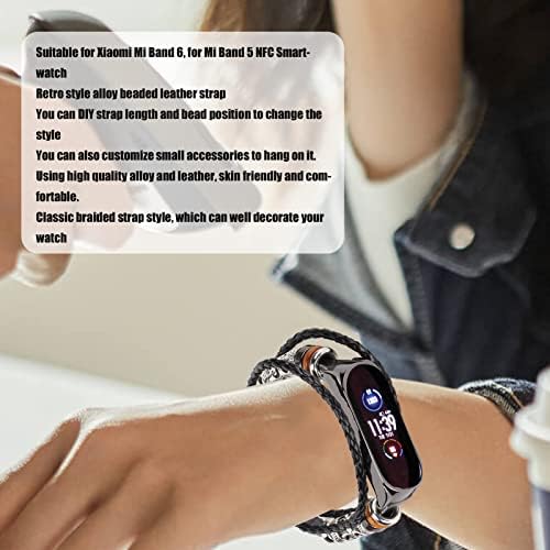 DJDK Smartwatch Bilezikler, Deri Kayış Uyumlu Xiaomi Mi Band ile Uyumlu 6 Bilezik Etnik Tarzı Retro Watch Band Bilekliği