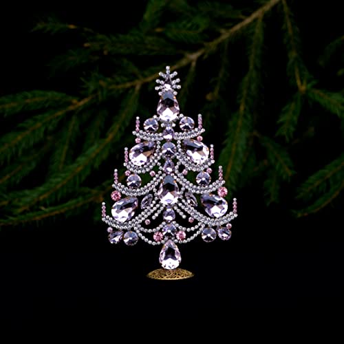 Büyüleyici Noel Ağacı (Açık ve Açık pembe), Açık pembe yapay elmaslarla el yapımı büyüleyici bir şekilde dekore edilmiş