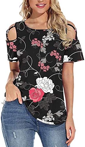 Bayan Üstleri Kısa Kollu Gevşek Fit Kadın Bluz Üst Çiçek Baskı Şık T-Shirt Uzun Kollu Gömlek Kadın