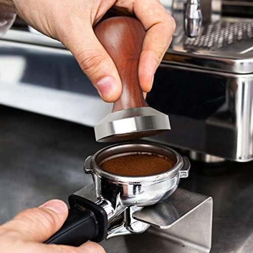 ETiME Kahve Sabotaj Espresso presi yassı paslanmaz çelik Taban Ahşap Saplı Kahve Telvesi için Barista Espresso Makineleri