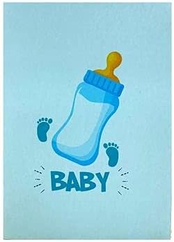 Yeni Erkek Bebek için ETA Tebrik Kartı, Torun, Bebek Duşu Kartı, Süt Şişesi Açılır Kartı, Doğum Kartı, Ebeveyn veya