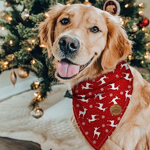 TAÇLANDIRILMIŞ GÜZELLİK Noel Köpek Bandanaları Büyük 2 Paket, Geyik Seti, Orta Büyük Ekstra Büyük Köpekler Evcil Hayvanlar