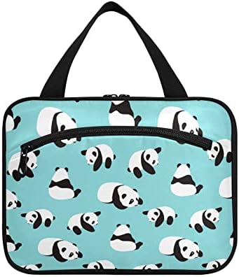 Vnurnrn Sevimli Karikatür Pandalar Seyahat makyaj çantası Kadın Erkek Asılı Makyaj Çantası Taşınabilir kozmetik düzenleyici
