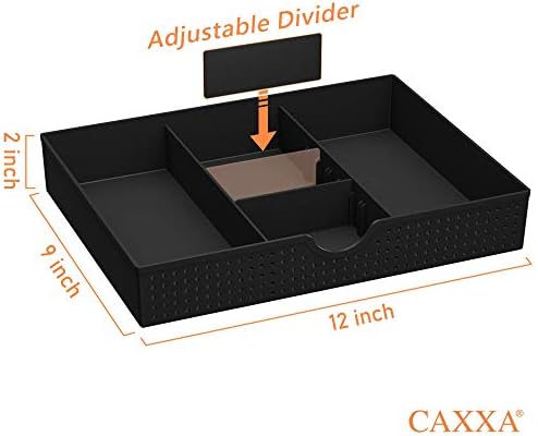 CAXXA 4 Tepsiler İstiflenebilir Mektup Tepsisi, Masa dosya düzenleyici, Masaüstü kağıt Tepsisi Tutucu Çekmece, Siyah