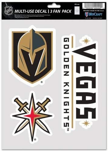 WinCraft NHL Vegas Altın Şövalyeler Çıkartması Çok Kullanımlı Fan 3 Paket, Takım Renkleri, Bir Boyut