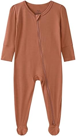 Bambu Viskon Bebek Footie Pijama-Bebek Bebek Erkek Kız Uzun Kollu Tek Parça Romper-Sleep ' N Play PJ-0-24 Ay