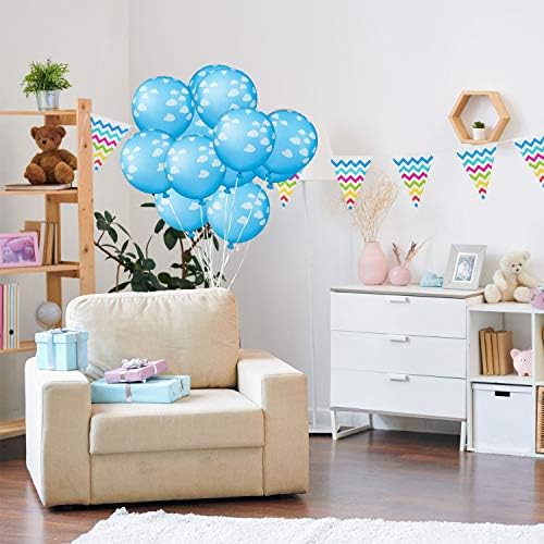 36 Adet Mavi Bulut Lateks Balonlar Orta Mavi Bulutlar ile Mat Balonlar 12 İnç Bulut Baskı Açık Mavi Balonlar Bebek