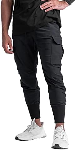 ZACAGO erkek Hafif Kargo Yüksek Kaburga Jogger Slim Fit egzersiz pantolonları fermuarlı cepli