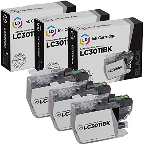 Brother LC3011BK için LD Uyumlu Mürekkep Kartuşu Değiştirme (Siyah, 3'lü Paket)